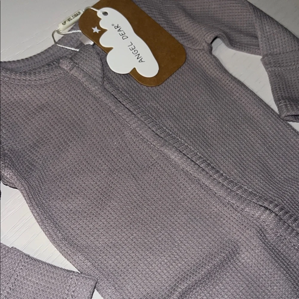 Angel Dear Basics Waffle Ash Footie Newborn 0-3 3-6 6-9 months